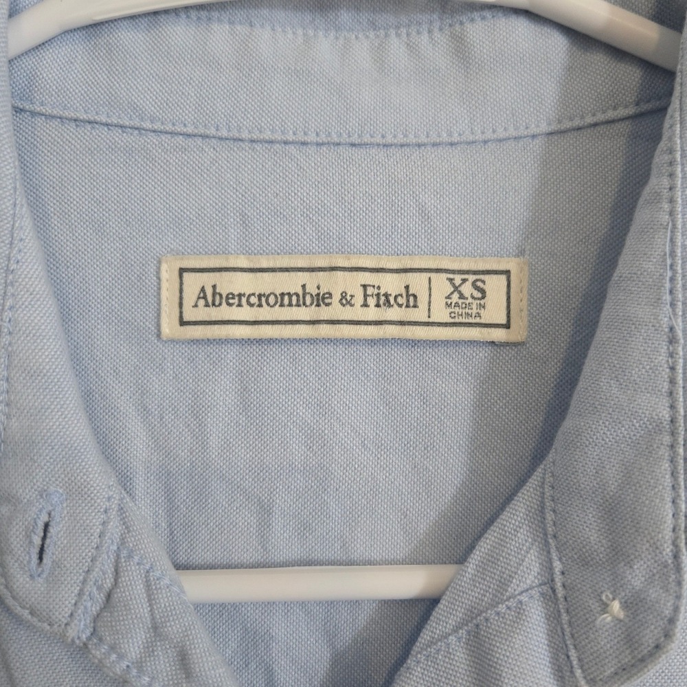 Abercrombie & Fitch Button Down Shirt Women XS Blue Oxford Moose Logo Preppy - Picture 3 of 8